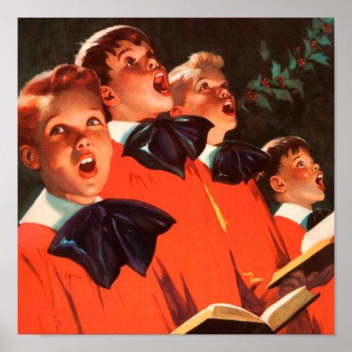 Choir Boys Singing Choir Holly Ivy Holiday Robes Poster