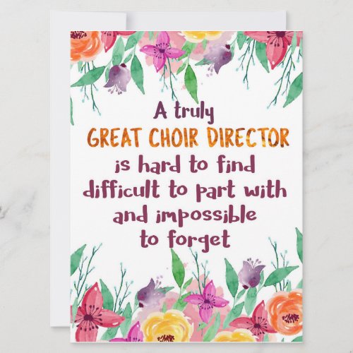 Choir Director Chorus teacher Appreciation Gift Card