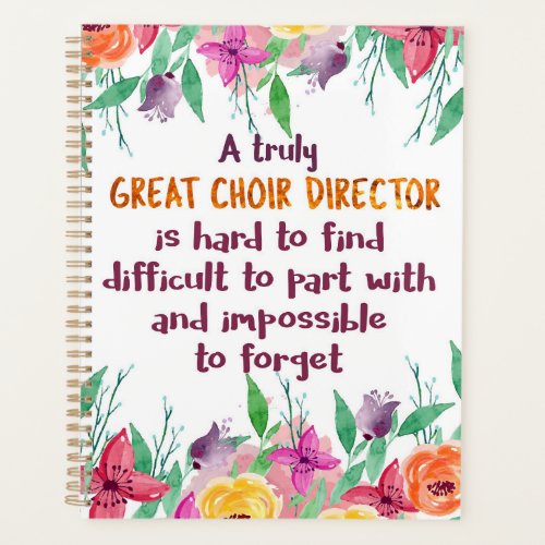 Choir Director Chorus teacher Appreciation Gift Planner