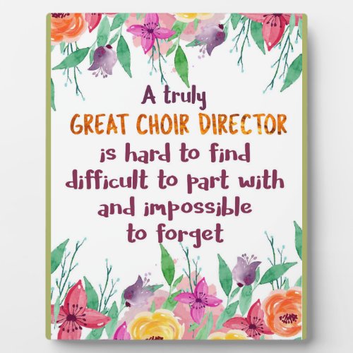 Choir Director Chorus teacher Appreciation Gift Plaque