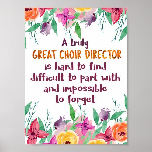 Choir Director Chorus teacher Appreciation Gift Poster