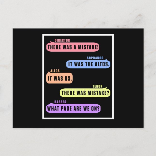 Choir Director Tenor Soprano Altos Basses Chorus G Postcard (Front)