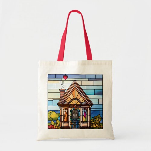 Choir of the Earth stained glass logo little house Tote Bag