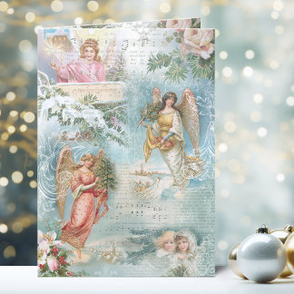 Choir of Vintage Christmas Winter Angels Collage Holiday Card