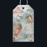 Choir of Vintage Christmas Winter Angels Ephemera Gift Tags<br><div class="desc">Charming collage of beautiful Victorian angels,  snow-covered pine,  roses,  holly,  Christmas music,  typography,  evergreens and rustic rural landscapes bordered with delicate white filigree on light sky blue background.</div>