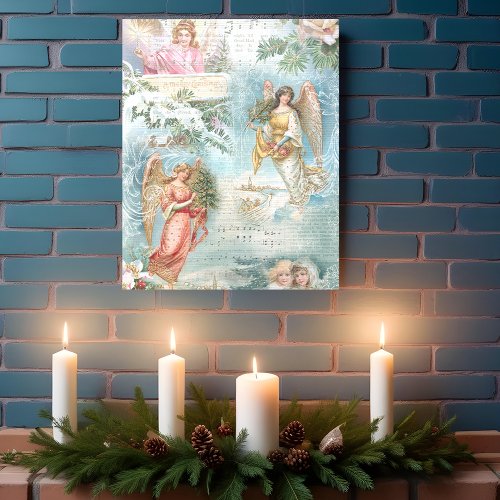 Choir of Vintage Christmas Winter Angels  Foam Core Photo Tile