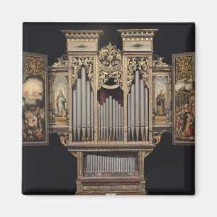Choir organ with open panels magnet