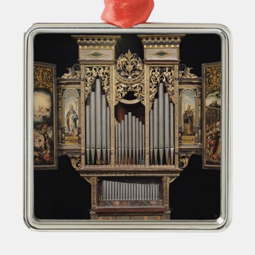 Choir organ with open panels metal ornament
