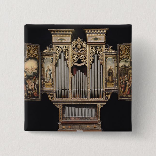 Choir organ with open panels pinback button (Front)