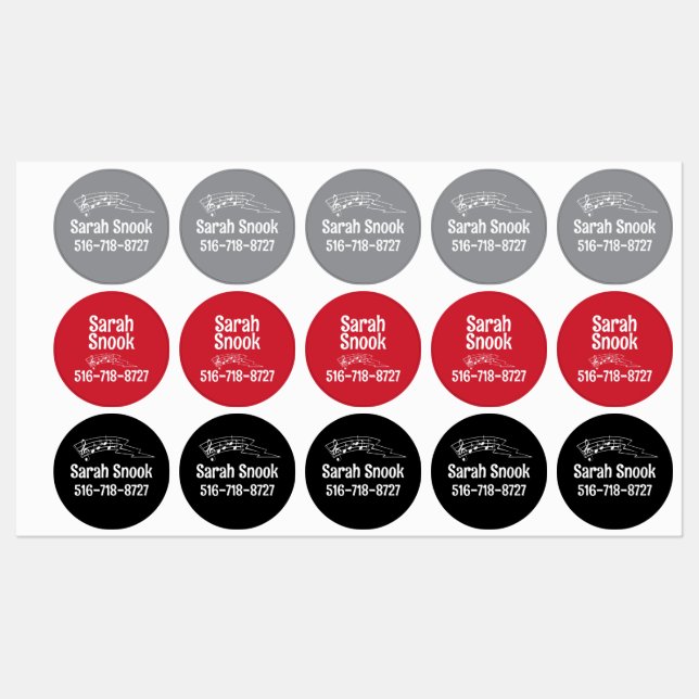 Choir Red, Gray, Black, White Customizable Iron-On Labels (Sheet)