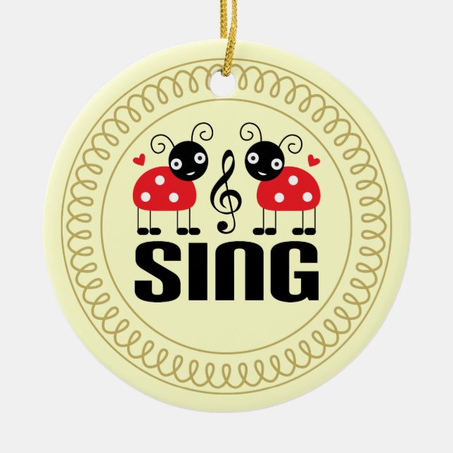 Choir Sing Ladybug Music Ornament Gift (Front)