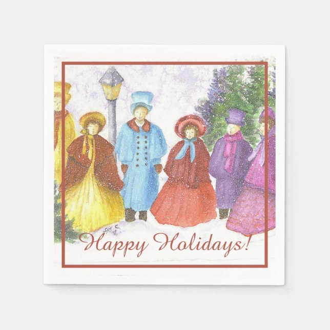 Choir Singing Christmas Party Napkins (Front)