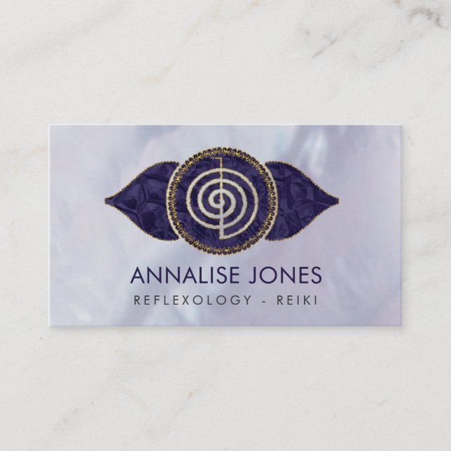 Choku Rei Symbol  Symbol in Purple Lotus Business Card (Front)