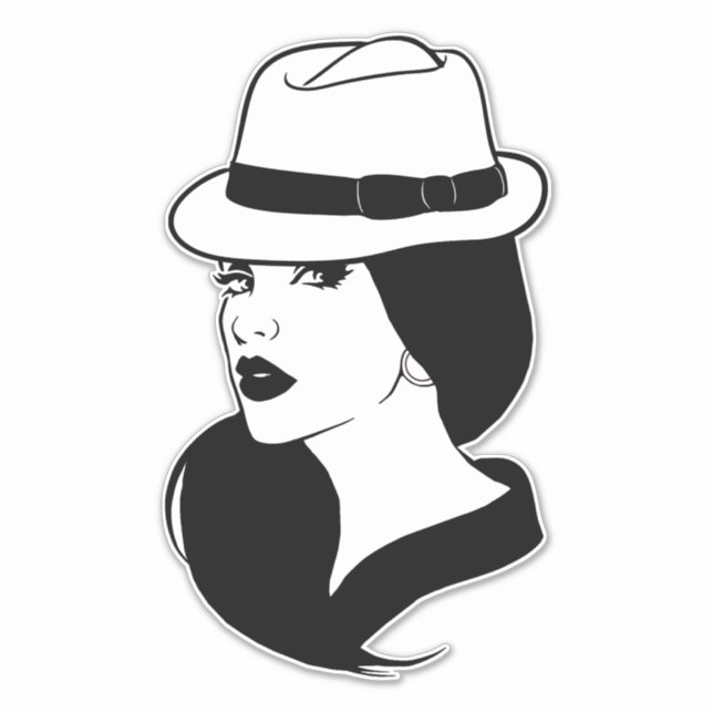 Chola Mexican gangster Girl Womans Face Art  Sticker (Front)