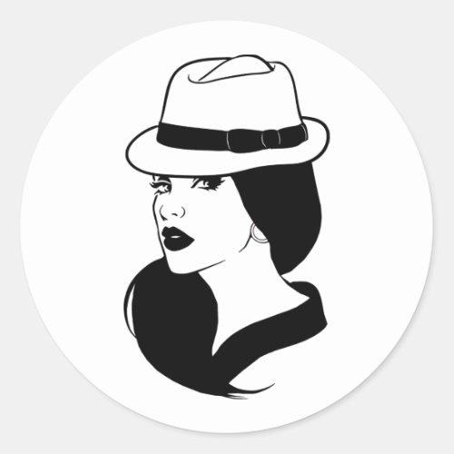 Chola Mexican Latina Girl Womans Face Art Classic Round Sticker