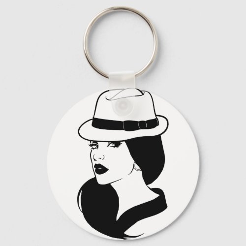 Chola Mexican Latina Girl Womans Face Art  Keychain