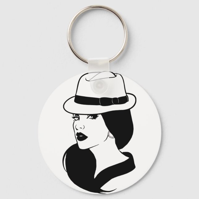 Chola Mexican Latina Girl Womans Face Art  Keychain (Front)