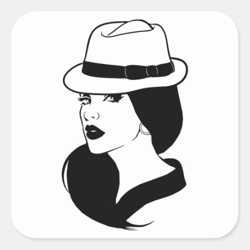 Chola Mexican Latina Girl Womans Face Art Square Sticker