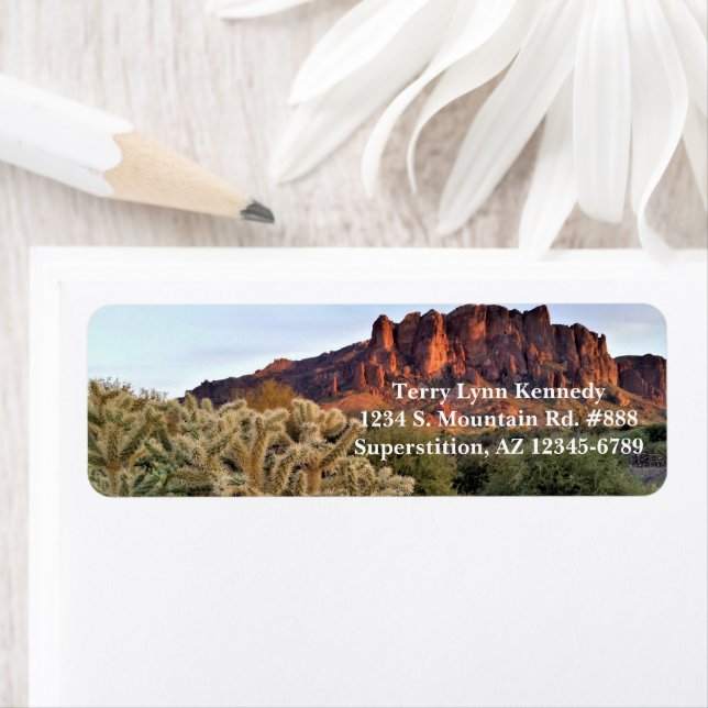 Cholla Cactus And Superstition Mountain / Arizona Label (Insitu)