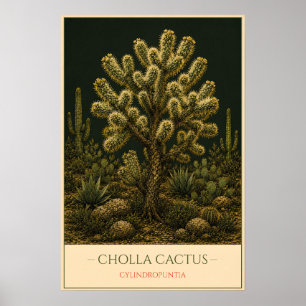 Cholla Cactus – Vintage Botanical Illustration Poster