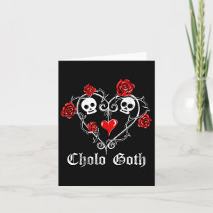 Cholo Goth Heart Skull Rose Thorns Gothic Tattoo Card
