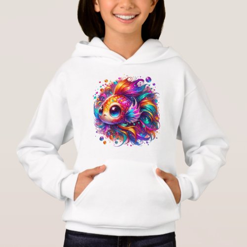 Cholorful Chibi_style fish in rainbowcolors Hoodie