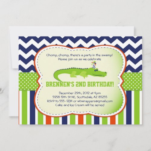 Chomp Chomp  Alligator_Themed Party Invitations