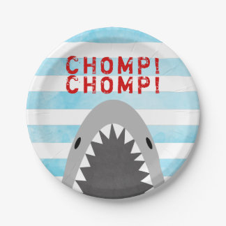 Chomp Chomp Shark Theme Birthday Boy striped Jaws Paper Plates