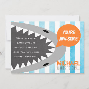 Chomp Chomp You're Jaw-some Shark Theme Thank you Holiday Card