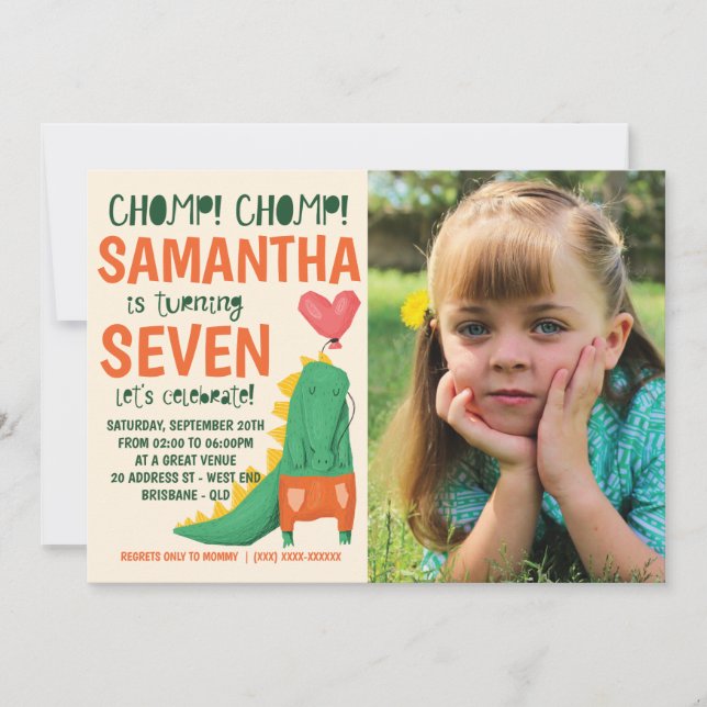 Chomp! Crocodile Birthday Photo Invitation (Front)