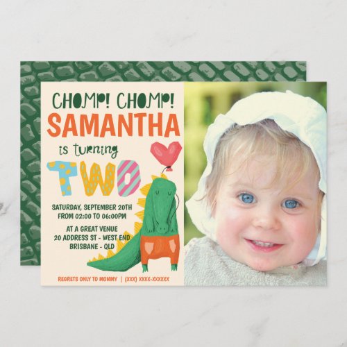 Chomp Crocodile Birthday Photo Invitation