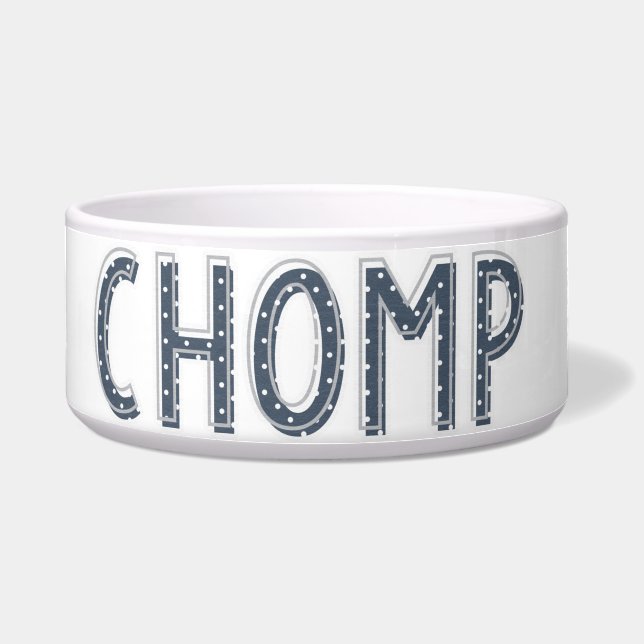 CHOMP Navy Blue Ceramic Pet Bowl (Front)
