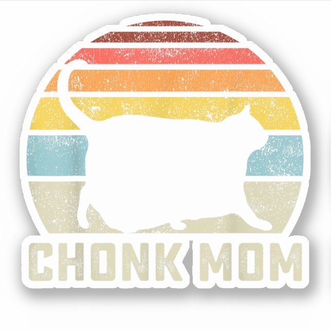 Chonk Cat Mom Scale Meme Funny Retro Style Mommy C Sticker (Front)