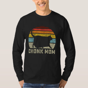 Chonk Cat Mom Scale Meme Funny Retro Style Mommy C T-Shirt