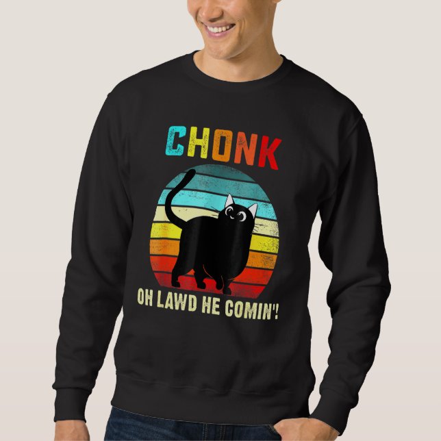 Chonk Cat Scale Meme - Retro Style Cats Memes Sweatshirt (Front)