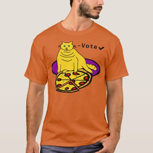 Chonk Cat with Pizza says Vote T_Shirt