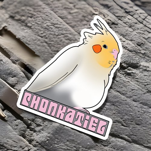 Chonkatiel Funny Cockatiel Cute Fluffy Pudgy Bird Sticker