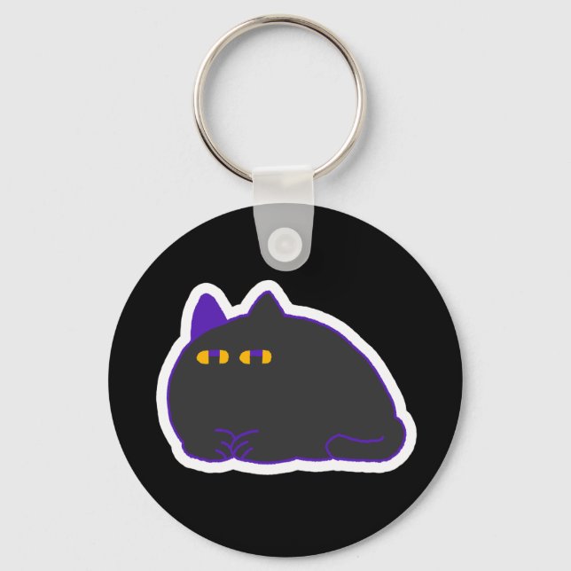 Chonky Black Cat Keychain  (Front)