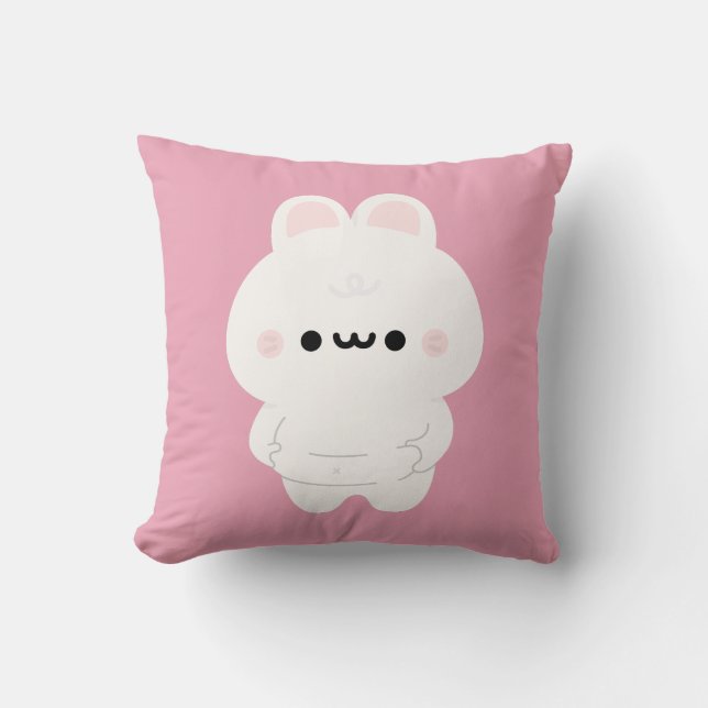 Chonky Bunny Throw Pillow (Front)