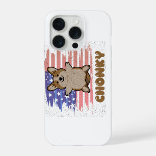 Chonky Corgi Patriotic USA Flag Funny Dog Gift iPhone 15 Pro Case