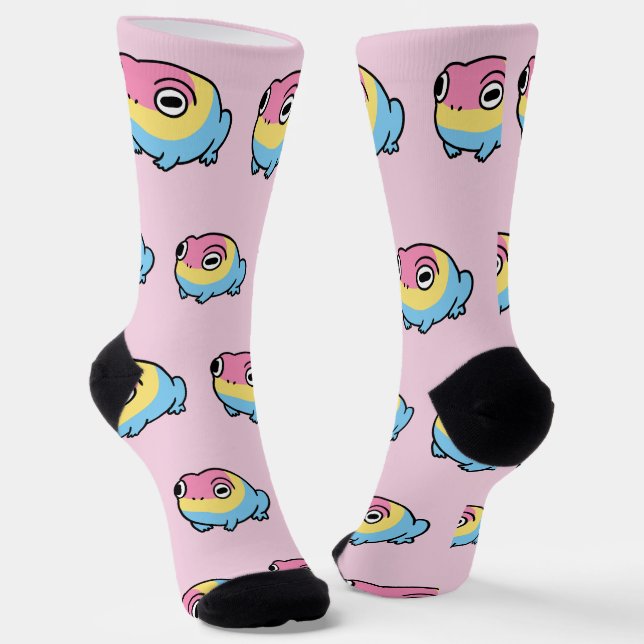 Chonky Pansexual Frog Pride Socks | Cute Pan Pride (Angled)
