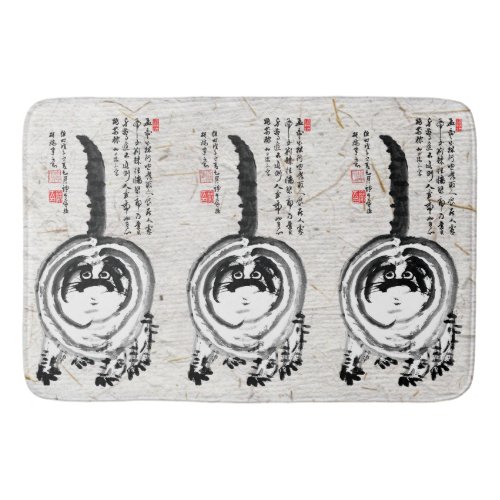 Chonky Striped Japanese Tabby Cat Bath Mat