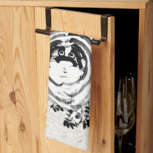 Chonky Striped Japanese Tabby Cat Kitchen Towel