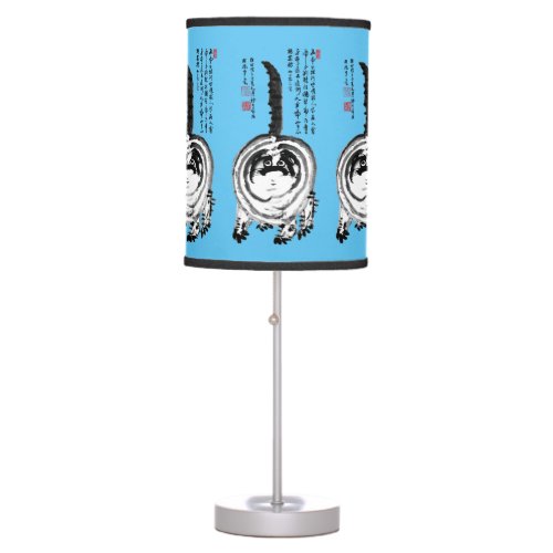 Chonky Striped Japanese Tabby Cat Table Lamp