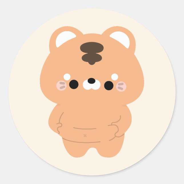 Chonky Tiger Classic Round Sticker (Front)