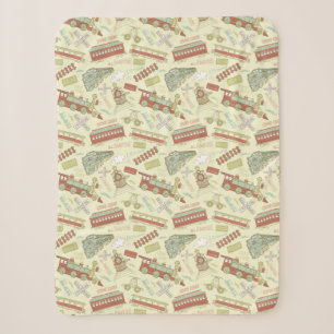 Choo Choo Antique Trains Sherpa Blanket