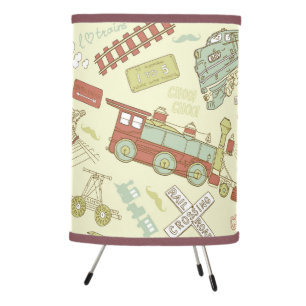 Choo Choo Antique Trains Tripod Lamp