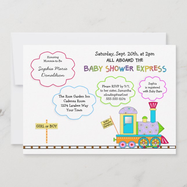 Choo Choo Baby Shower Invitations (Front)