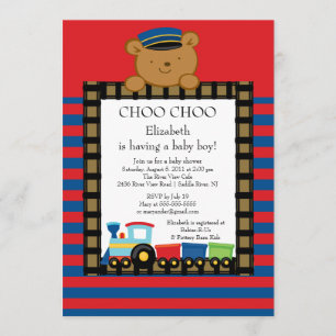 Choo Choo Baby Train Boy Baby Shower Invitation