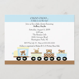 Choo Choo Baby Train Boy Baby Shower Invitation